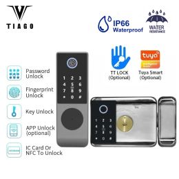 Lock TIAGO Waterproof TUYA WIFI Fingerprint Magnetic Card NFC Password Key Unlock Courtyard Apartment Outdoor TTlock Smart Door Lock