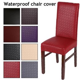 Chair Covers Waterproof PU Dining Cover High Quality Leather Spandex Elastic Stretch Home Decor De Chaises