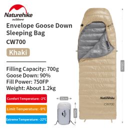 Gear Naturehike Ultralight 90% White Goose Down Sleeping Bag 20d Nylon Camping Outdoor Hiking Winter Thickened Waterproof 550fp/750fp