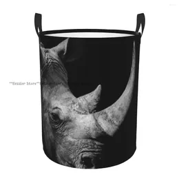 Laundry Bags Waterproof Storage Bag Rhinoceros Head Household Dirty Basket Folding Bucket Clothes Organiser