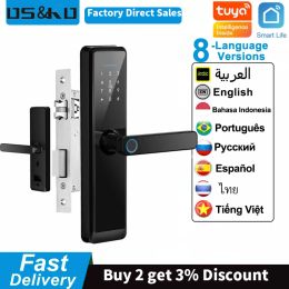 Lock Wifi Tuya Biometric Fingerprint Smart Door Lock Password RFID Electronic Digital Lock Keyless Entry Door lock for Home Office