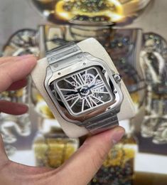 8 color low Luxury Men039s Skeleton Watches Quartz Movement Sapphire Glass Stainless Steel Strap2869763