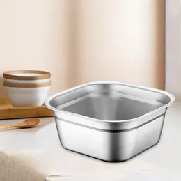 Kitchen Storage Stainless Steel Square Basin Cereal Bowl Buffet For Fruits Grapes Pasta