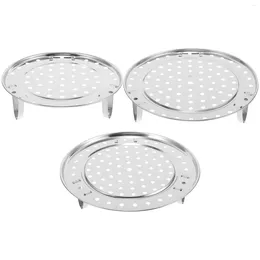 Double Boilers 3pcs Stainless Steel Multifunctional Steamer Rack Plate Three-legged Steaming Stand For Kitchen Home (Large Medium Small