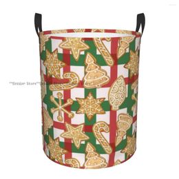 Laundry Bags Dirty Basket Christmas Gingerbread Pattern Folding Clothing Storage Bucket Toy Home Waterproof Organizer