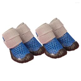 Dog Apparel 4Pcs Net Shoes Summer Hollow Out Fixing Anti-slip Puppy For Chihuahua Teddy Pet Accessories