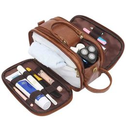 Men Travel Toiletry Bag Shaving Dopp Kit Storage Bag Waterproof Bathroom Toiletries Organiser PU Leather Cosmetic Bags 240327