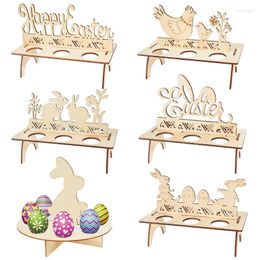 Bedding Sets Easter Decoration For Home Wooden Egg Holder Shelves DIY Craft Handmade Ornaments Kids Gift Happy Party Decor 2024