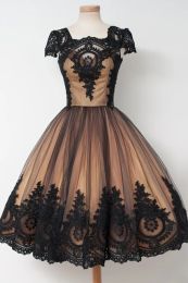 Dresses 2019 Aline Black Gold Gothic Short Wedding Dresses With Short Sleeves Vintage 1950s 60s Colorful Bridal Gowns With Color Non Trad