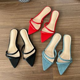 Slippers Bailamos Women Summer Pointy Open Toe Flat Heels Sandals Slides Woman Sexy Outwear Slip On Flip Flop Shoes Mujer