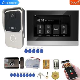 Intercom 7 Inch WiFi Video Door Phone with Lock Apartment Building Intercom for Villa Home Entry Security Tuya Smart System