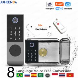 Lock Outdoor Waterproof Tuya Wifi Smart Fingerprint Lock Digital Code IC Card App Remote Unlock Home Garden Gate Door Electronic Lock