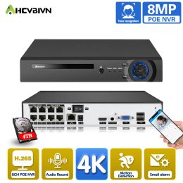 Recorder HD 4K Nvr 8 Channel Poe Cctv Network Video Recorder Support Ip Camera Video Surveillance Recorder 8mp Security Cameras Nvr Rj45