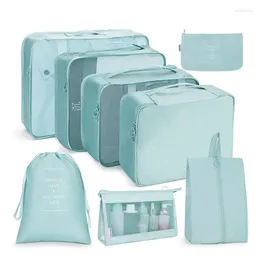 Aufbewahrungsbeutel 8pcs/Set Organizer für Reisungszubehör Gepäck Koffer wasserdichte Waschbeutel Kleidung