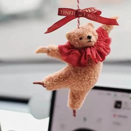 Creative Ballet Bear Car Pendants Adorable Room Pendant Cute Dancing Bear Car Decoration Bag Charm Handmade Plush Bear Keyrings 240320