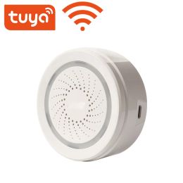 Detector Tuya Smart WiFi Alarm Siren Sensor 100DB Sound Wireless USB powered Smart Life APP Home Security Systems Alexa Google