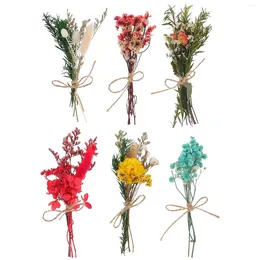 Decorative Flowers 6pcs Mini Dried Flower Bouquet Small Bouquets Bohemian Wedding Centrepieces