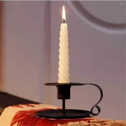 Candle Holders Christmas Black Iron Party Wedding Tabletop Candlelight Pillar Desk Stand Home Decoration Candlestick Holder