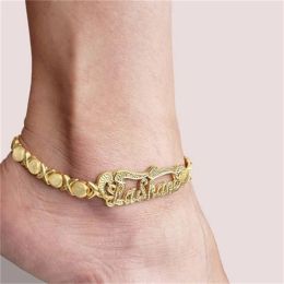 Anklets Custom Name Anklet Gold Plated Stainless Steel Chocker Personalised Feet Chain Daily Wearing Accessories Beach Leg Jewellery Gifts