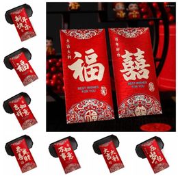 Gift Wrap 6pcs/set Chinese Year Red Envelope 2024 Traditional Lucky Money Envelopes Frosted Style Wishes Pocket Wedding