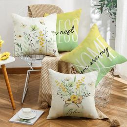 Pillow Summer Home Decor Chair Cover Flower Letter Printing Linen Throw Pillows Covers Decorative Sofa Backrest Pillowcase