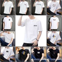 Summer New Brand Round Neck Instagram Short Men's Korean Fit T-shirt Trendy Versatile Student Half Sleeve Clothes