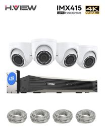 System H.View 4K Ultra HD Video Surveillance kit 8MP poe ip camera Set 8CH Dome Security Camera CCTV System H.265 Audio Record Nvr