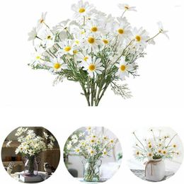 Decorative Flowers 1Bouquet 5head Daisies Artificial 20.4" Silk Daisy Bouquet Wedding Xmas Party Home Coffee Shop Decor