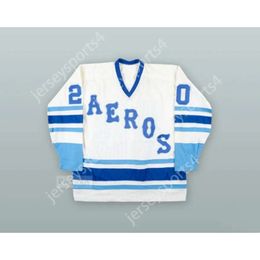 Gdsir Custom 1977-78 WHA JOHN HUGHES 20 HOUSTON AEROS WHITE HOCKEY JERSEY NEW Top Ed S-M-L-XL-XXL-3XL-4XL-5XL-6XL