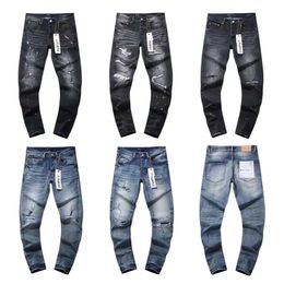 2024 New Desinger for Purple Brand Hole Jean Women Men Pants Trends Distressed Slim Fit Pant Motorcycle Jeans Mens Clothing