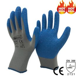 Gloves 12Pieces/6 Pairs Latex Garden Work Gloves Man Cotton Shell Latex Coated Palm Construction Labour Safety Work Protective Gloves