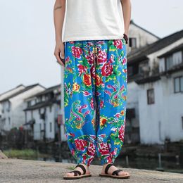 Men's Pants 2024 Plus Size Outdoor Brand For Men Chinese Flower Printed Loose Bloomers High Quality Wide Leg Casual Male M-5XL