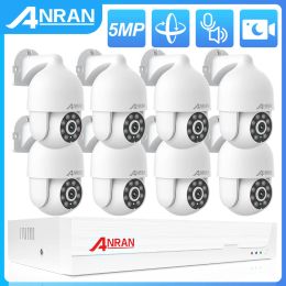 System ANRAN 3K 5MP Surveillance POE System Kit Security CCTV IP Camera Set Two Way Audio Color Night Vision AI Smart PTZ Detection Kit