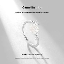 Camellia Ring for Women, Light Luxury Niche Design, S Silver Jewelry, Index Finger Vegetarian Ring, Fashionable, Personalized and High-end Feeling