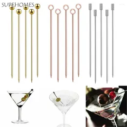 Forks Fruit Stick Stainless Steel Cocktail Toothpick Reusable Party Bar Supplies