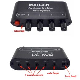 Amplifier Stereo Audio 1 output 4 Input Microphone condenser Mic Mixer extender Board Sound DIY Headphones Amplifier MAU401