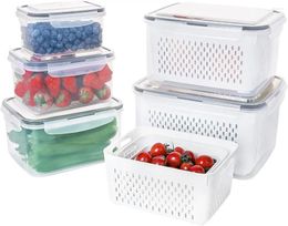 Storage Bottles 5 PCS Large Fruit Containers For Fridge - Leakproof Food With DishwasherProduce Keep Fruits