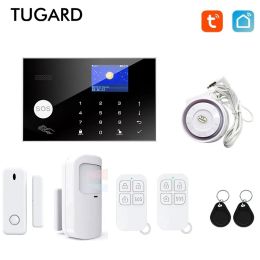 Kits TUGARD GSM WiFi Security Alarm System Kit for Tuya Smart Security Home Alarm With 433 MHz Wireless Fireproof Anti Theft Alarms