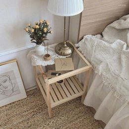 Decorative Plates INS Solid Wood Bedside Cabinet Simple Sofa Side Table Small Girl Heart Coffee