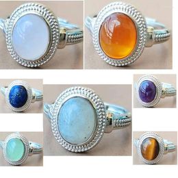 Cluster Rings Labradorite Crystal Jaspe Lapis Lazuli Tiger Eye Aventurine Oval Women Men Ring 7-12" (us) Adjust PWB1214