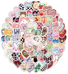 100pcsLot Love Shape Graffiti Stickers Waterproof NoDuplicate Stickers Guitar Bicycle Suitcase Water Bottle Helmet Car Decals Ki5335904