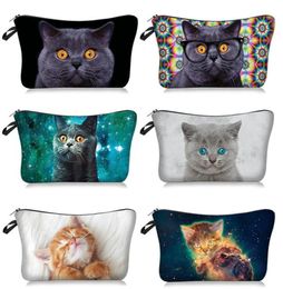 MPB012 lovely cat 3D print makeup bag fashion travel bag cosmetic organizer make up storage for women 5651352