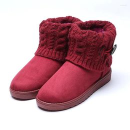Boots Shoes For Women Winter Snow Wool Buttons Lovely Fashion Elastic Ankle Booties Anti-slip Platform