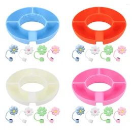 Plates 2 In 1 Snack Bowl Cup 4 Compartments Silicone Drinking Reusable Tumbler Multifunction For Home Travel Car