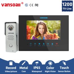 Intercom Vansoall Video Door Phone Intercom System Metal Doorbell 1200TVL camera kit,Support TF Card for Record Multilanguage OSD