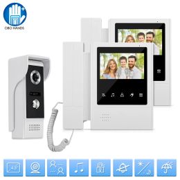 Doorbells 4.3inch Color Video Doorphone System Intercom Doorbell 2 Monitors Screen IR Night Vision Camera Waterproof for Home Apartments