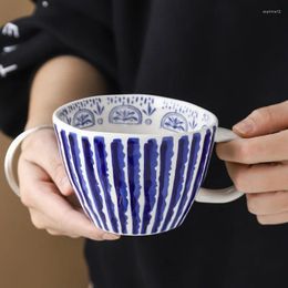 Mugs Nordic Hand Pinch Irregular Large Capacity Ceramic Cup Hand-painted Geometric Figure Mug Milk Oatmeal Water