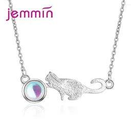 Pendant Necklaces Fashion Lovely Cate Playing Ball Design 925 Sterling Silver Necklace For Women Girls Party Jewelry Accessories