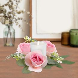 Decorative Flowers Candlestick Garland Wreaths Rings Flower Artificial Rose Wedding Cloth Table Centerpiece Centerpieces