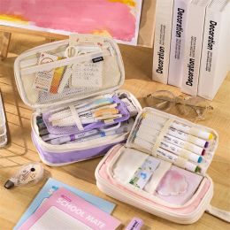 Cases Pencil Case Cases Trousse Lapiceras Estuches Korean School Supplies Kalemlik Fundas Large Window Capacity Pencilcases Bags Etui